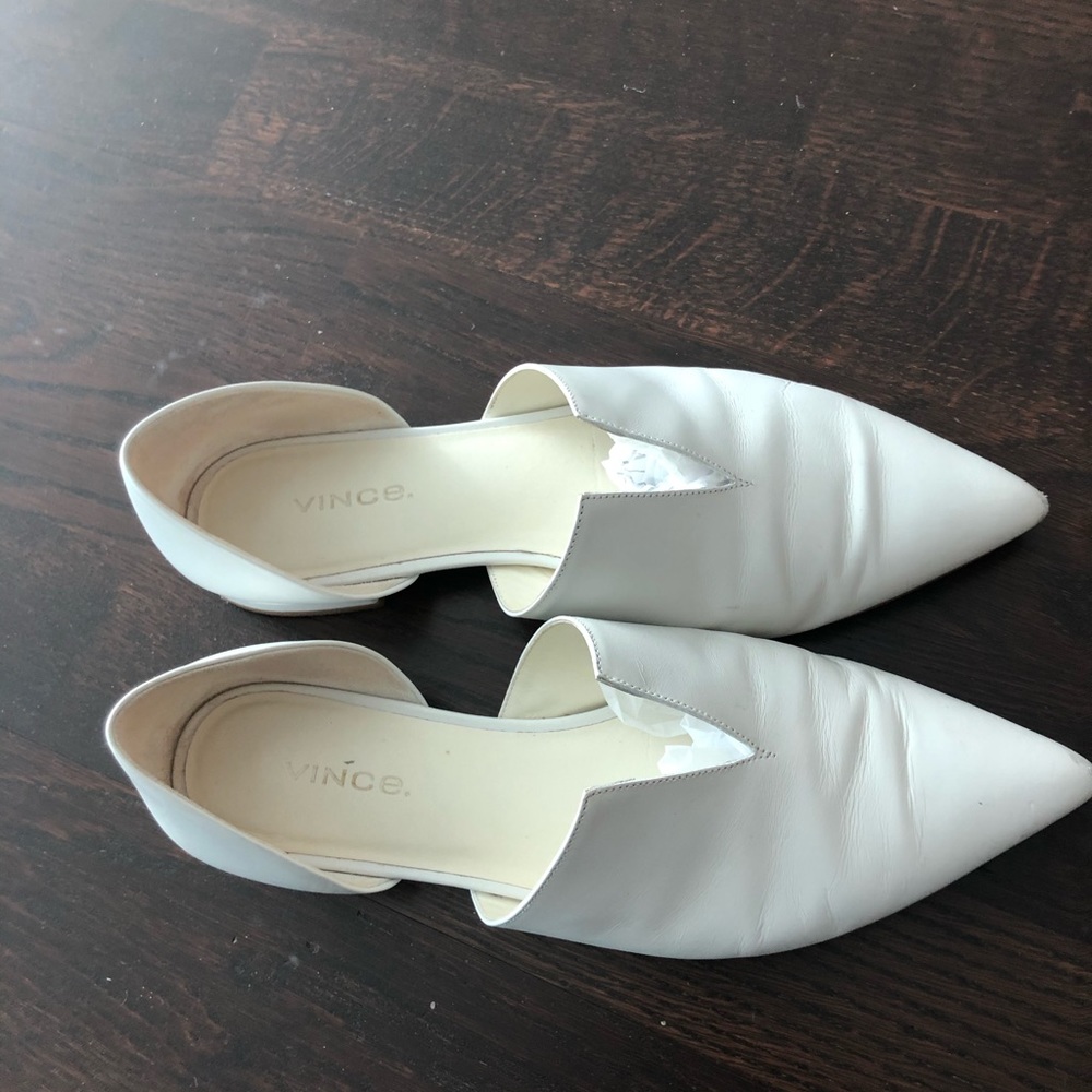 Vince White Pointed Toe D'Orsay Flats